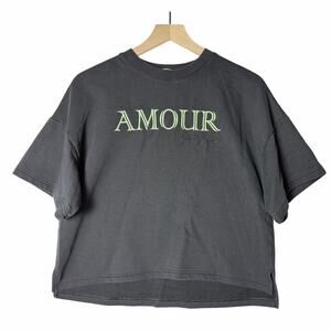 Conte Amour Embroidered Graphic Tee Black Green Women's size XS